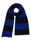 Mykt ribbestrikket kashmirskjerf med brede striper Royal blue + Cashmere black stripes Én størrelse