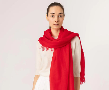 Whisperlight shawl in Fire red