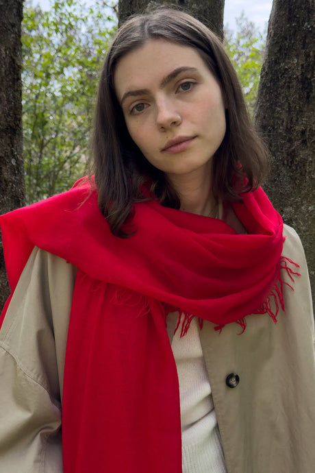 Whisperlight shawl in Fire red