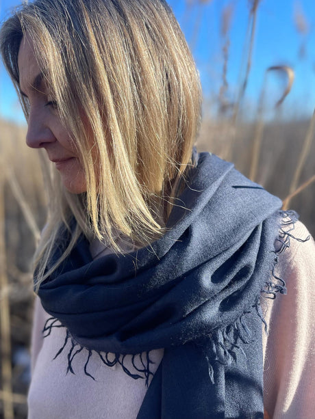 Whisperlight shawl in Midnight sea